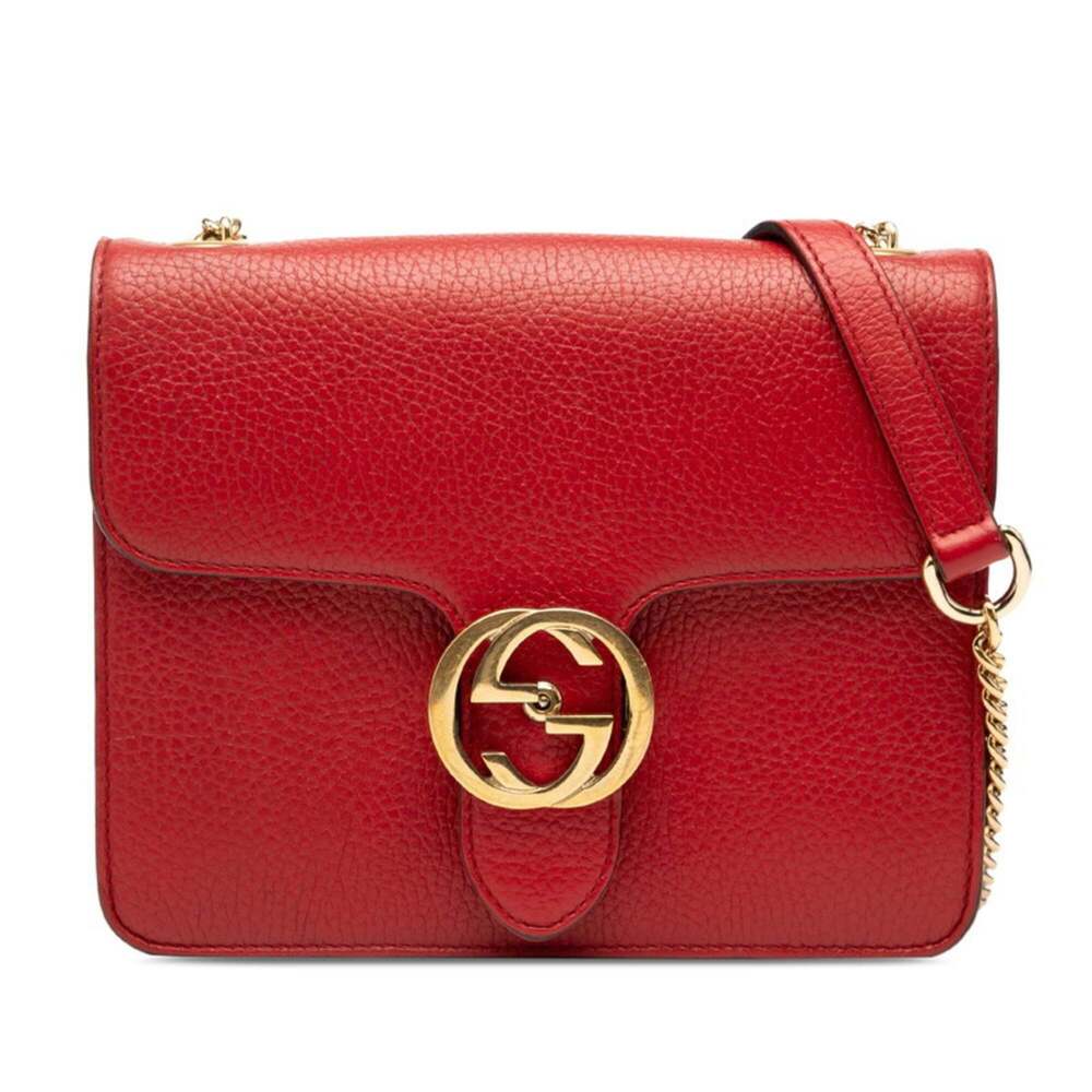 GUCCI Authentic Red Leather Shoulder Bag - Picture 1 of 6